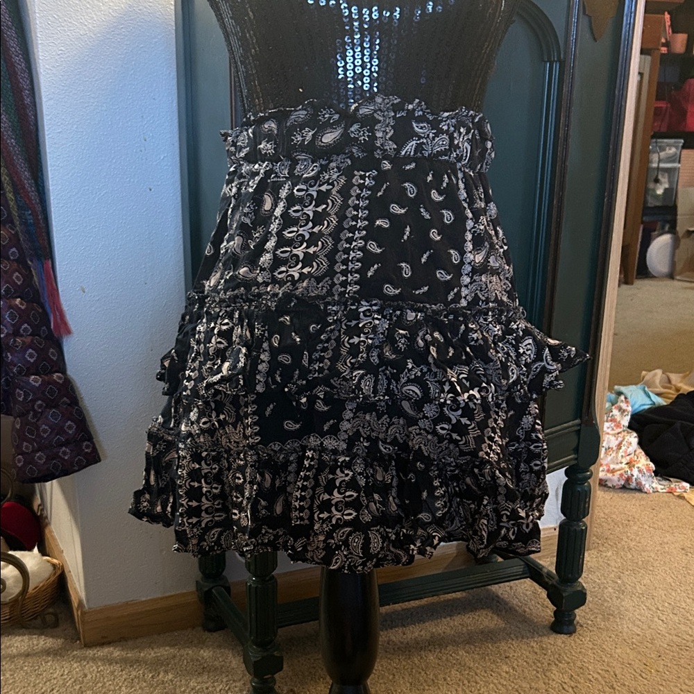 Free People Black and White A-Line Skirt